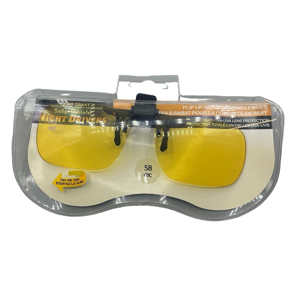 Foster Grant Solar Shield Night Drivers Flip Up Night Driving Lenses 58 Rec